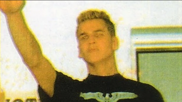 Ekberg giving a Nazi salute