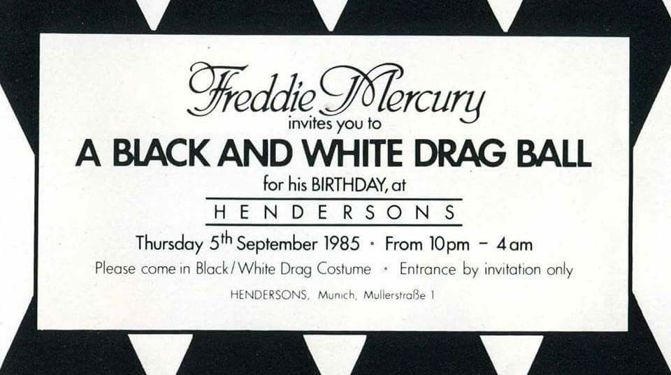 Invitation to Freddie's 39th birthday party