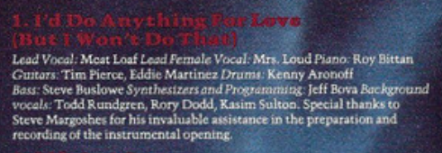 Credits from the sleevenotes of Bat Out Of Hell 2