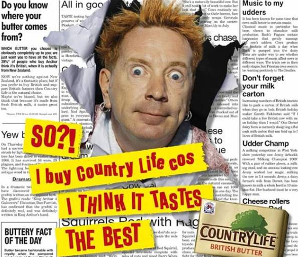John Lydon advertising Country life butter